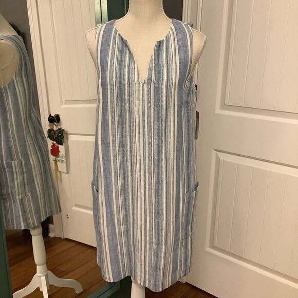 NWT ❤️‍🔥 Daniel Cremieux Linen Striped Dress 👗 - Picture 1 of 7